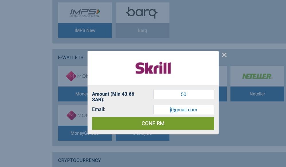 Deposit on 5 SAR using AirTM.